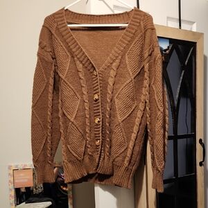 Cozy Brown Cable Knit Sweater